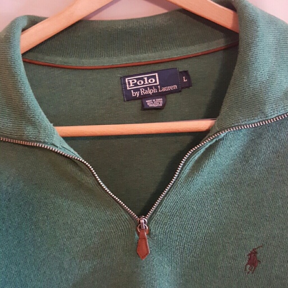 POLO by Ralph Lauren Green Collared Sweater Mens - Picture 2 of 4